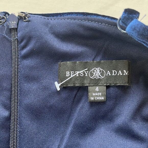 NWOT Betsy & Adam | Velvet Navy Embellished Strappy Evening Gown 4 - Picture 8 of 11